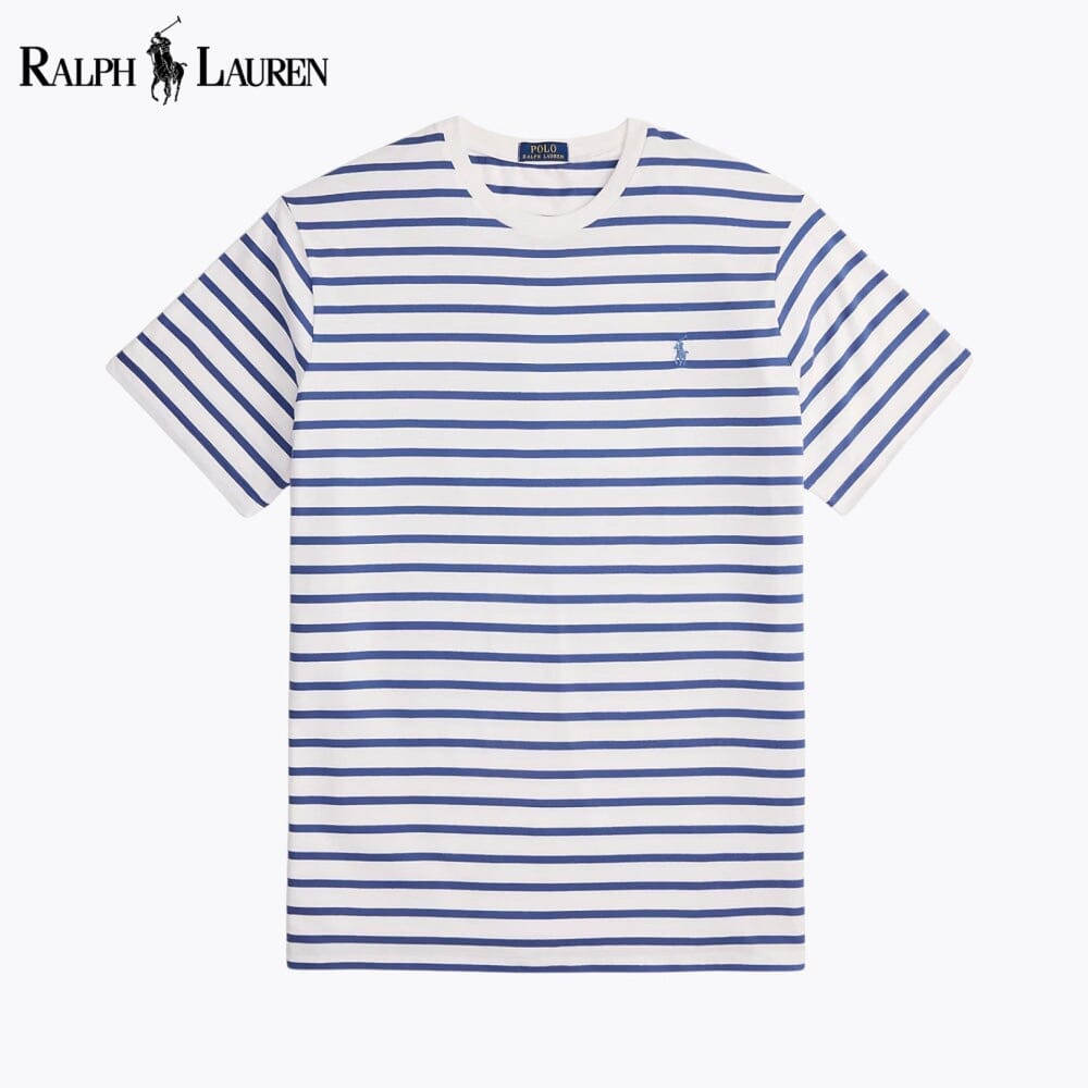 T-shirt de gola redonda em jersey às riscas Polo RL