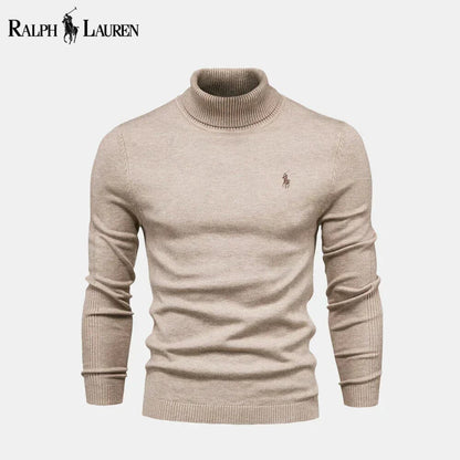 Camisola de lã de malha entrançada com gola alta Polo RL