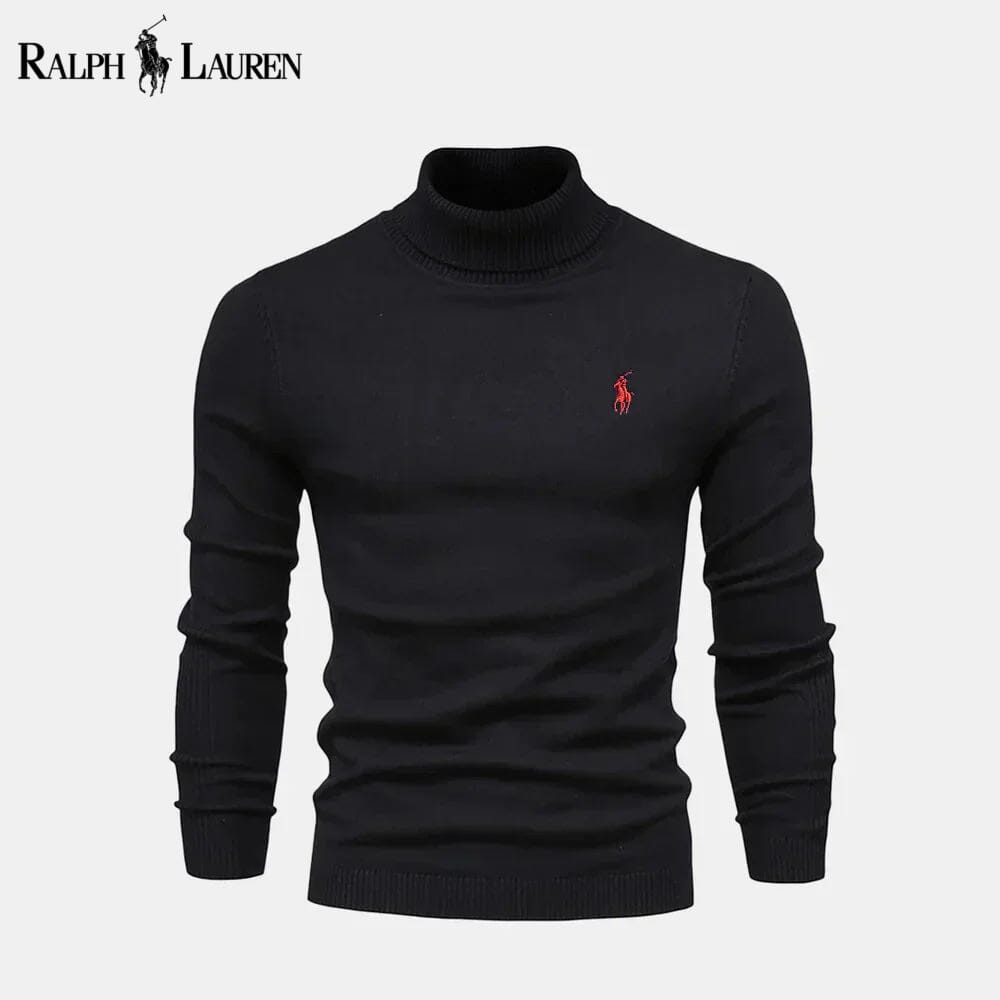 Camisola de lã de malha entrançada com gola alta Polo RL