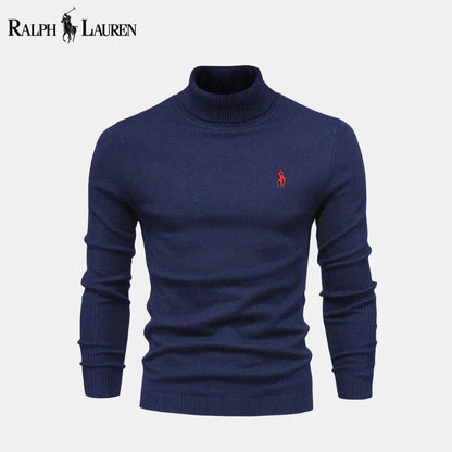 Camisola de lã de malha entrançada com gola alta Polo RL