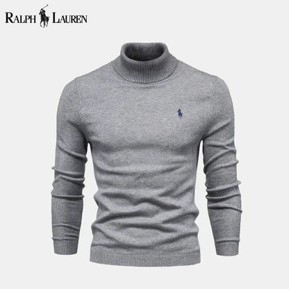 Camisola de lã de malha entrançada com gola alta Polo RL