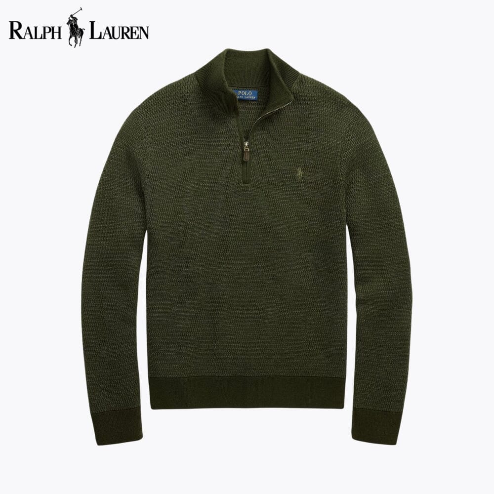 Camisola de lã lavável com fecho de um quarto Polo RL