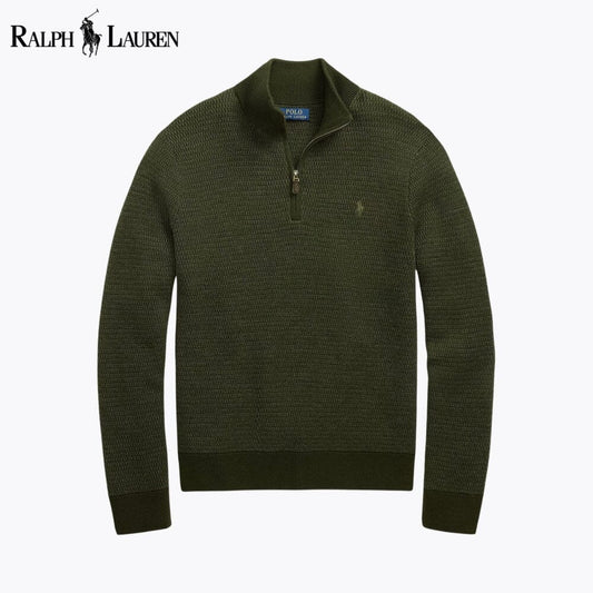 Camisola RL de lã lavável com fecho de um quarto