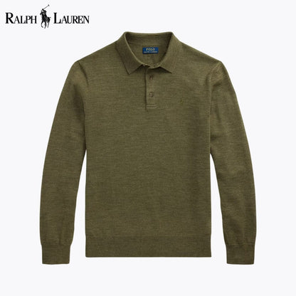 Camisola de lã com gola polo RL