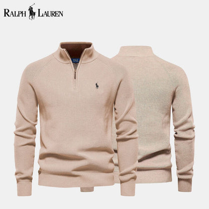 Camisola de lã de malha entrançada com fecho RL