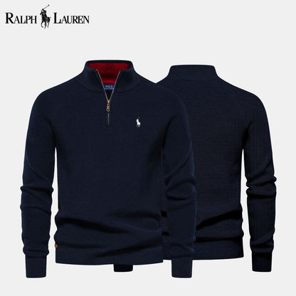 Camisola de lã de malha entrançada com fecho RL