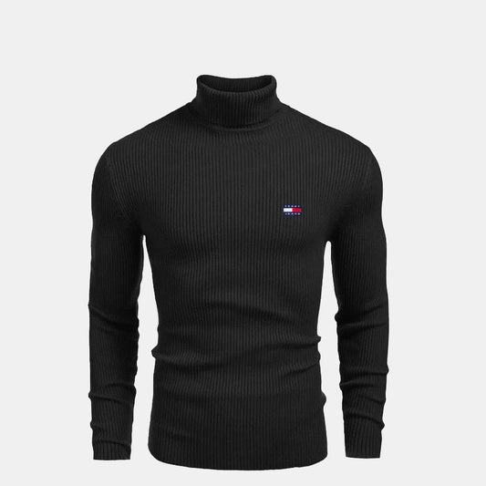Camisola de lã TH com gola alta e malha entrançada