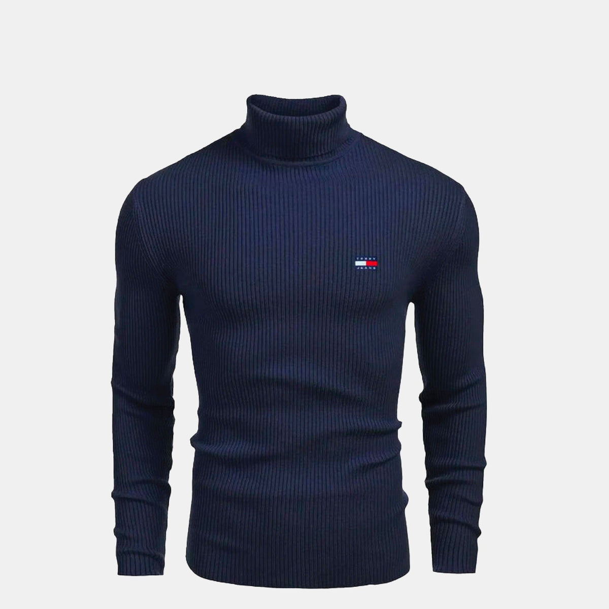 Camisola de lã TH com gola alta e malha entrançada