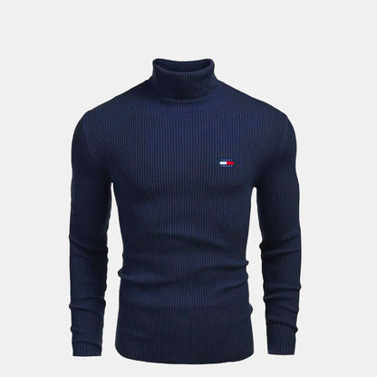 Camisola de lã TH com gola alta e malha entrançada