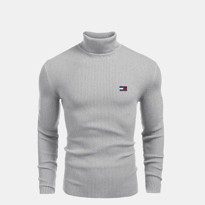 Camisola de lã TH com gola alta e malha entrançada