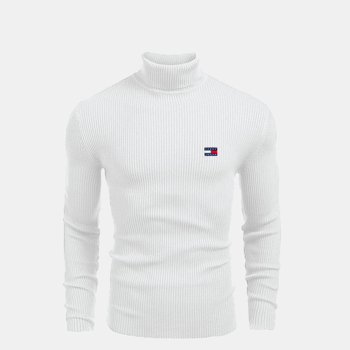 Camisola de lã TH com gola alta e malha entrançada
