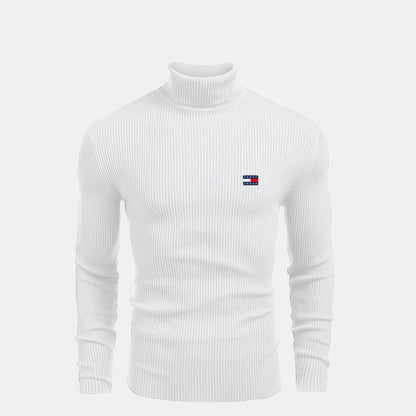 Camisola de lã TH com gola alta e malha entrançada